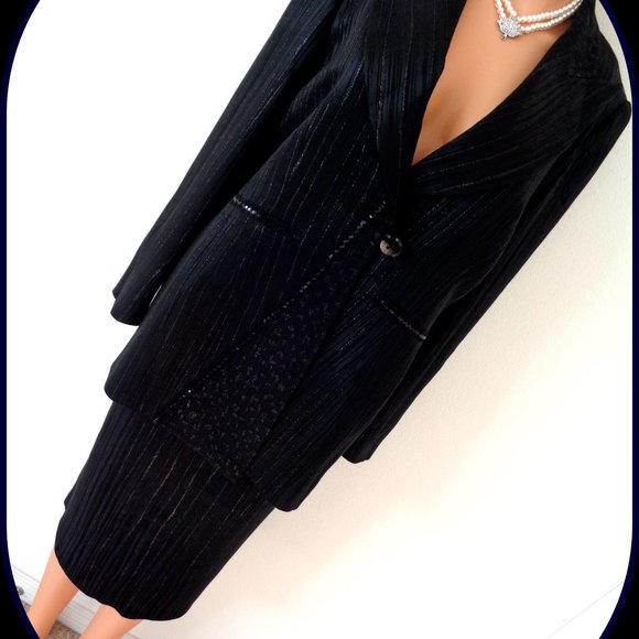 CLAUDE PATRICK PARIS LADIES VINTAGE LONG COAT SKIRT STUNNING SUIT MADE IN FRANCE - Picture 7 of 16